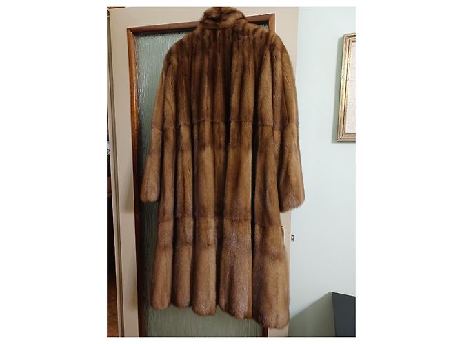 Autre Marque Abrigo de piel de visón marrón claro modelo amplio - vista 3
