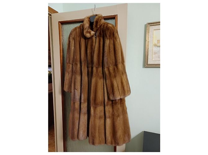 Autre Marque Abrigo de piel de visón marrón claro modelo amplio - vista 4