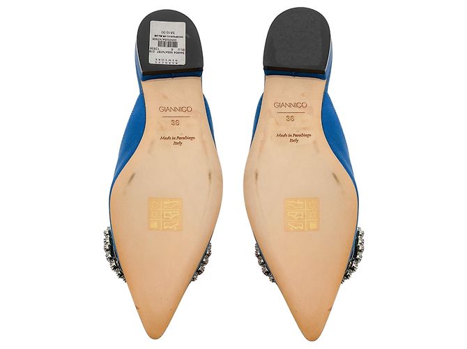 Autre Marque Mule in satin decorate con cristalli blu Giannico - vista 7