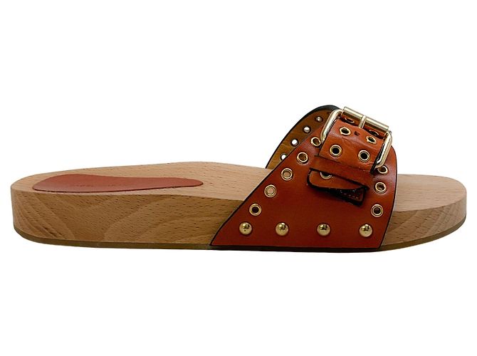 Sandali in legno con occhielli in pelle naturale Jaso di Isabel Marant Marrone - vista 2