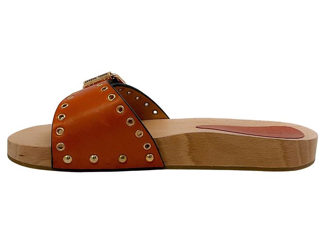 Sandali in legno con occhielli in pelle naturale Jaso di Isabel Marant Marrone - vista 3