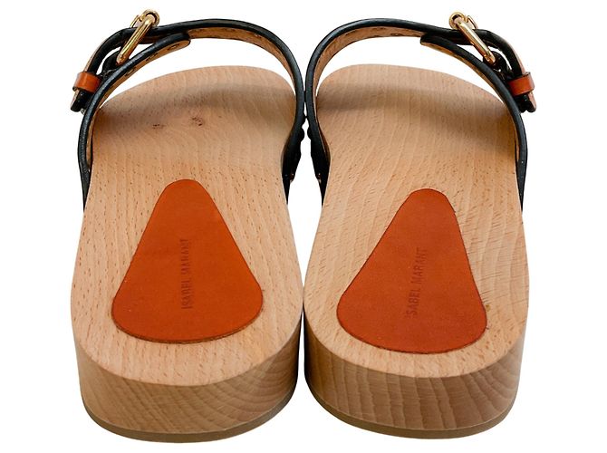 Sandali in legno con occhielli in pelle naturale Jaso di Isabel Marant Marrone - vista 5