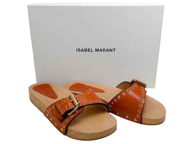 Sandali in legno con occhielli in pelle naturale Jaso di Isabel Marant Marrone - vista 6