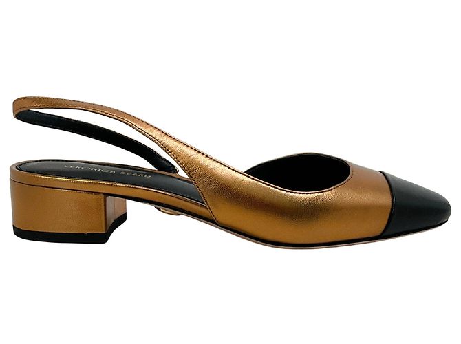 Décolleté slingback Cecile in pelle rame / nera di Veronica Beard Metallico - vista 2