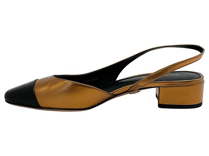 Décolleté slingback Cecile in pelle rame / nera di Veronica Beard Metallico - vista 3