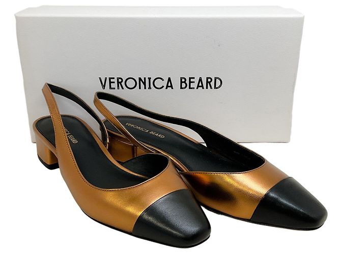Décolleté slingback Cecile in pelle rame / nera di Veronica Beard Metallico - vista 6