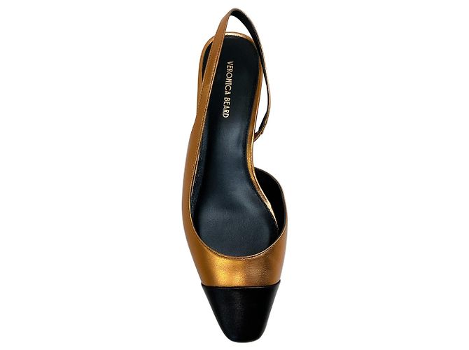 Décolleté slingback Cecile in pelle rame / nera di Veronica Beard Metallico - vista 4