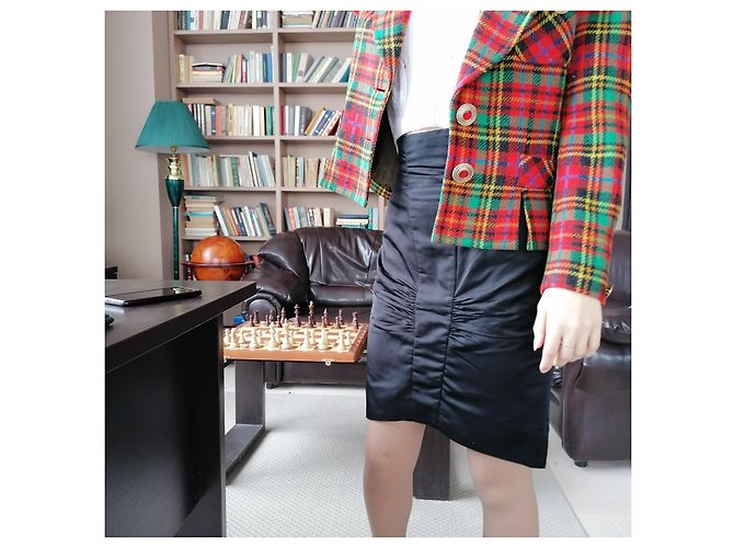 Falda de seda negra 08A 2008 de Chanel & Karl Lagerfeld 2008 talla 38 FR Negro - vista 4