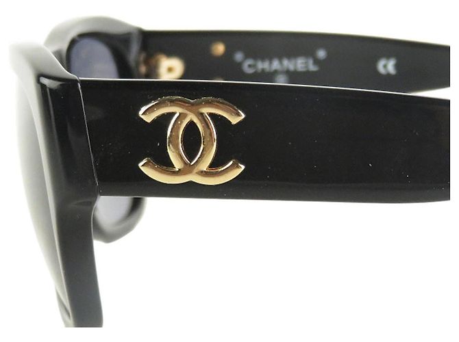Occhiali da sole Wayfarer tinti neri e blu con logo CC dorato Chanel 02462 Nero D'oro - vista 5