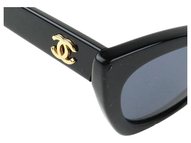Gafas de sol Chanel Cat Eye negras con logo CC dorado 01943 Negro - vista 6
