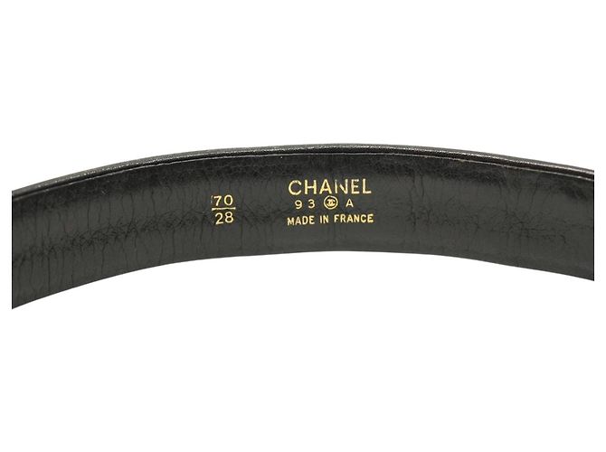 Cinturón de cuero negro con cadena dorada y logotipo de Chanel Dorado - vista 6