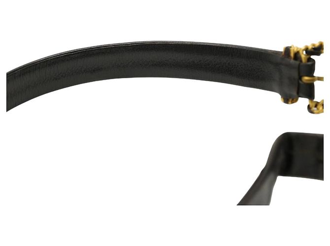 Cinturón de cuero negro con cadena dorada y logotipo de Chanel Dorado - vista 8