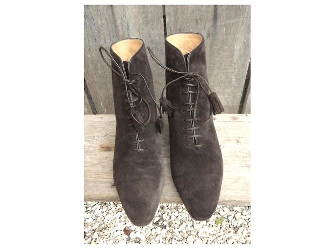 Botines Salvatore Ferragamo Marrones de Ante Castaño - vista 3