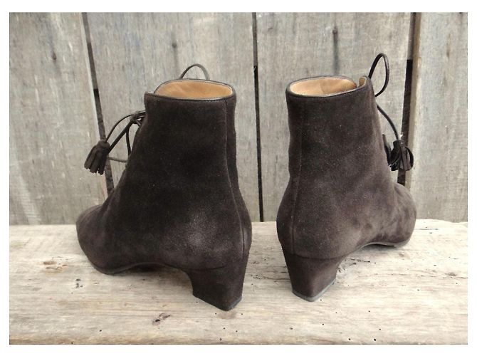Botines Salvatore Ferragamo Marrones de Ante Castaño - vista 4