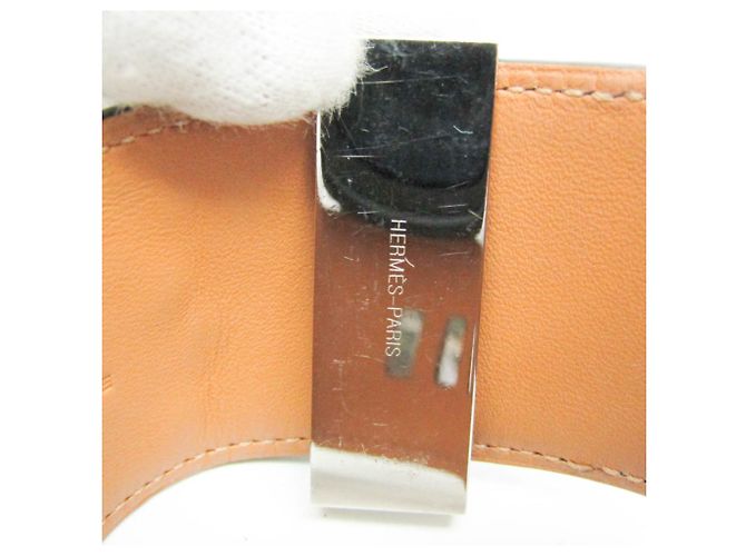 Pulseira de couro e metal Collier de Chien Hermès em Azul Safira e Prata - vista 9