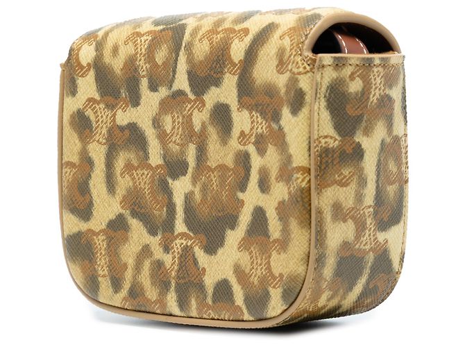 Céline Celine Mini Claude in pelle di vitello marrone con stampa leopardata - vista 2