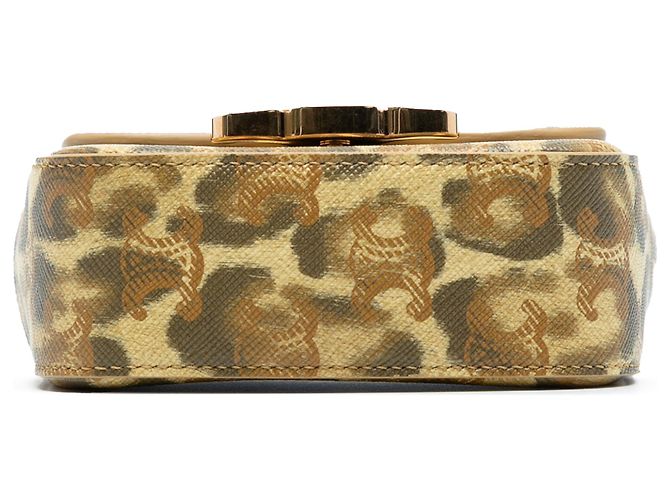 Céline Celine Mini Claude in pelle di vitello marrone con stampa leopardata - vista 3