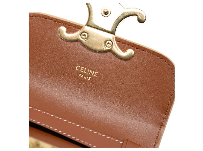 Céline Celine Mini Claude in pelle di vitello marrone con stampa leopardata - vista 5