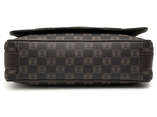 LOEWE Brown Anagram Coated Canvas Flap Crossbody Dark brown - view 3