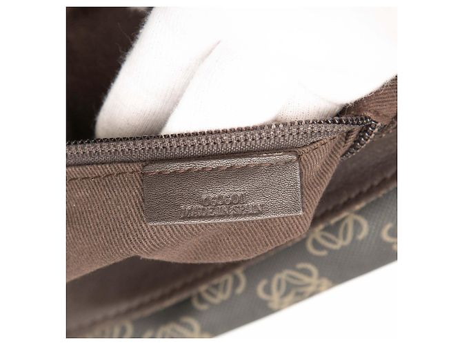 LOEWE Brown Anagram Coated Canvas Flap Crossbody Dark brown - view 6