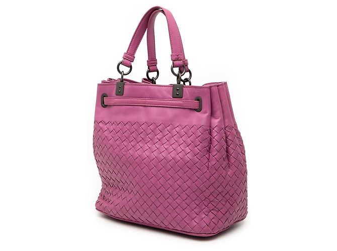 Borsa a secchiello in nappa rosa Intrecciato di Bottega Veneta - vista 2