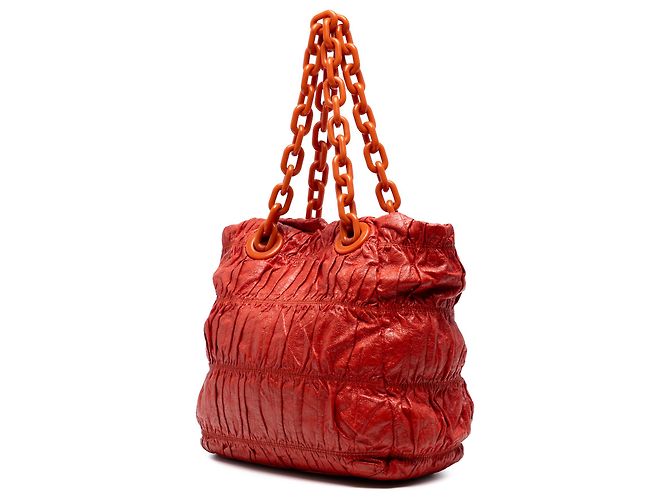 Borsa Prada Gaufre in vernice arancione con catena - vista 2