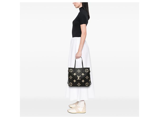 Louis Vuitton Neverfull MM Tasche Monogramm Giant Empreinte Bicolor Schwarz - Ansicht 6
