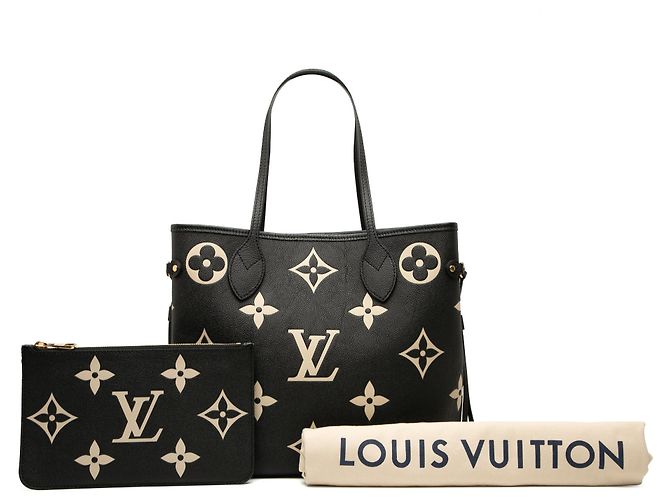 Louis Vuitton Neverfull MM Tasche Monogramm Giant Empreinte Bicolor Schwarz - Ansicht 7