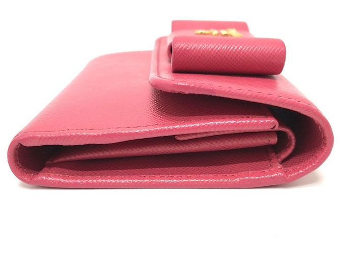 Prada Peonia Pink Saffiano Leder Tri-Fold Geldbörse - Ansicht 3