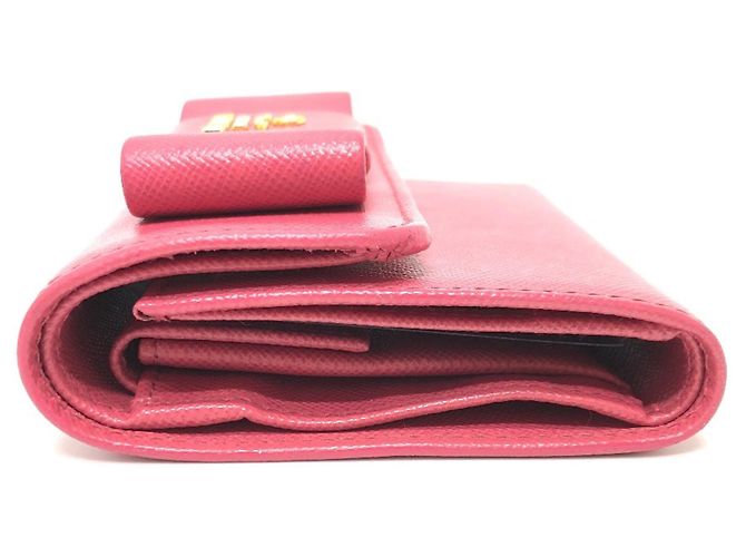 Prada Peonia Pink Saffiano Leder Tri-Fold Geldbörse - Ansicht 4
