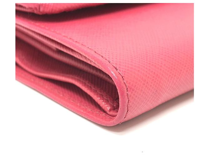 Prada Peonia Pink Saffiano Leder Tri-Fold Geldbörse - Ansicht 5