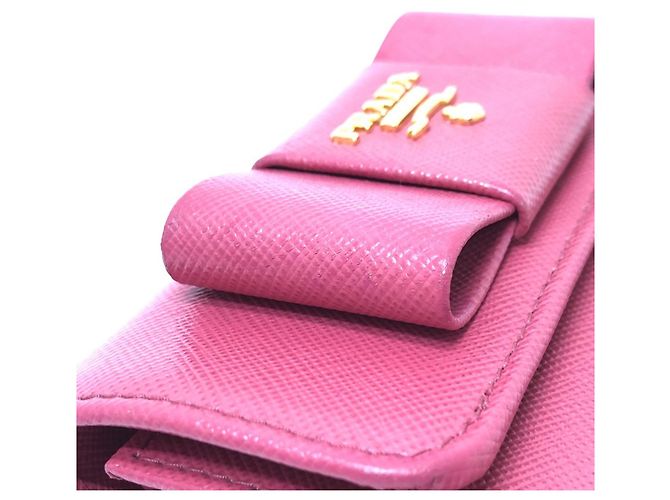 Prada Peonia Pink Saffiano Leder Tri-Fold Geldbörse - Ansicht 6