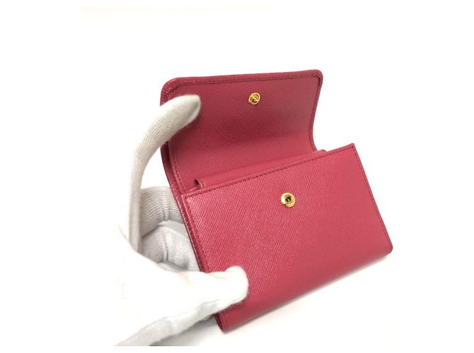 Prada Peonia Pink Saffiano Leder Tri-Fold Geldbörse - Ansicht 7