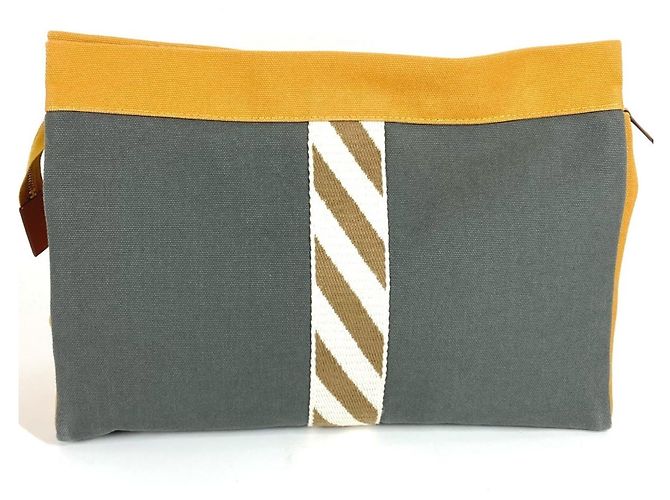 Borsa Clutch Jimeto GM H Logo di Hermès Marrone Giallo - vista 2