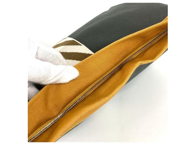Borsa Clutch Jimeto GM H Logo di Hermès Marrone Giallo - vista 8