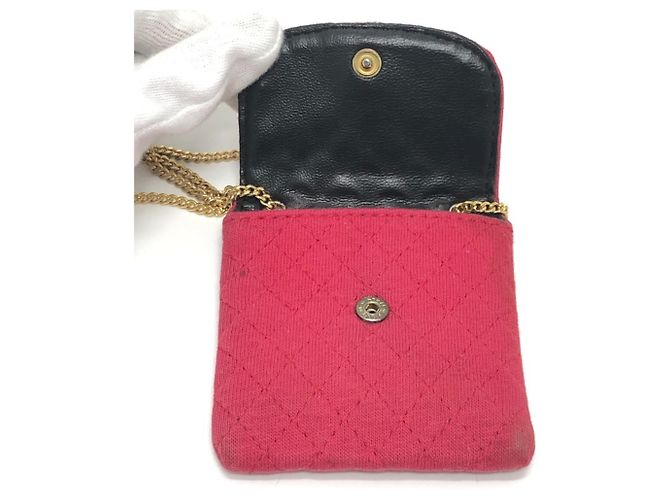 CHANEL Pochette Miniatura a Spalla con Catena Matelassé Coco Mark Rosso - vista 13