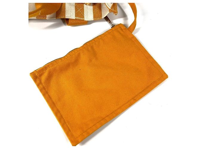 Hermès Cannes PM Border Tote Bag mit Pouch Weiß Gelb - Ansicht 10
