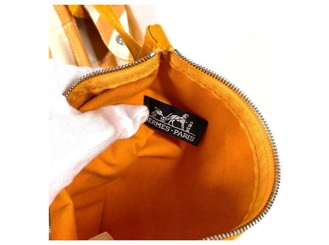 Hermès Cannes PM Border Tote Bag mit Pouch Weiß Gelb - Ansicht 13