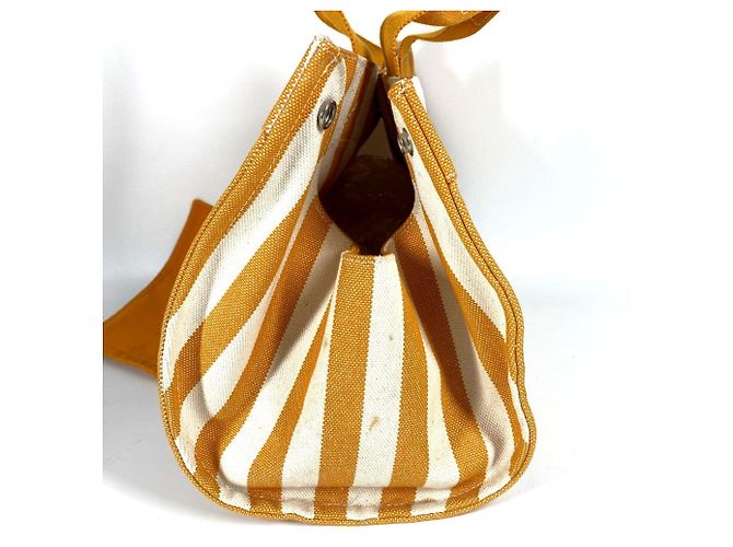 Hermès Cannes PM Border Tote Bag mit Pouch Weiß Gelb - Ansicht 4