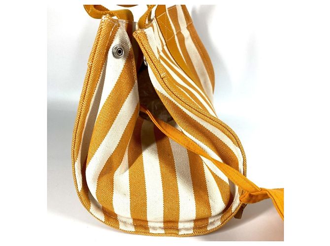 Hermès Cannes PM Border Tote Bag mit Pouch Weiß Gelb - Ansicht 5