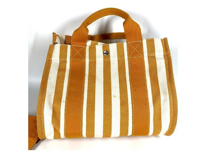 Hermès Cannes PM Border Tote Bag mit Pouch Weiß Gelb - Ansicht 6