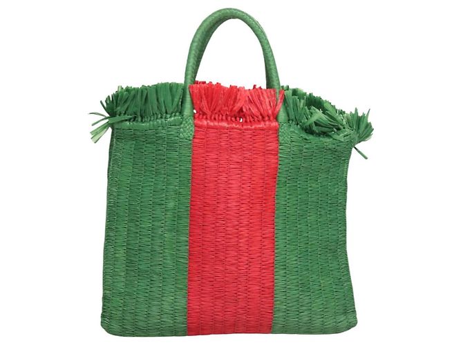 Gucci Cestino de rafia tejida Verde - vista 2