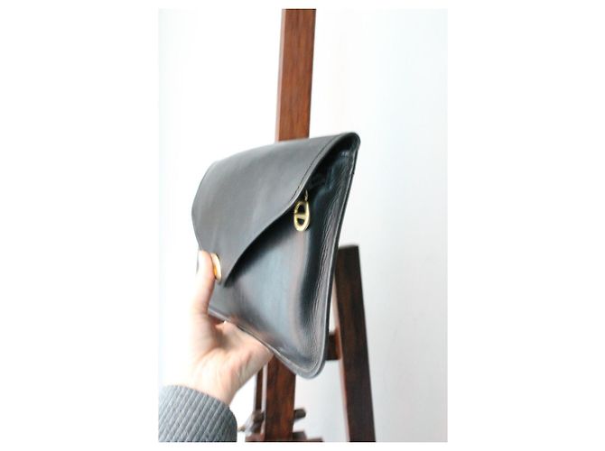 Pochette in pelle blu navy Dior - vista 5