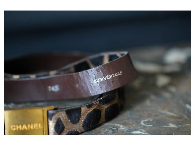 Chanel Ledergürtel mit Panthermuster Größe 34 - XS Dunkelbraun - Ansicht 3