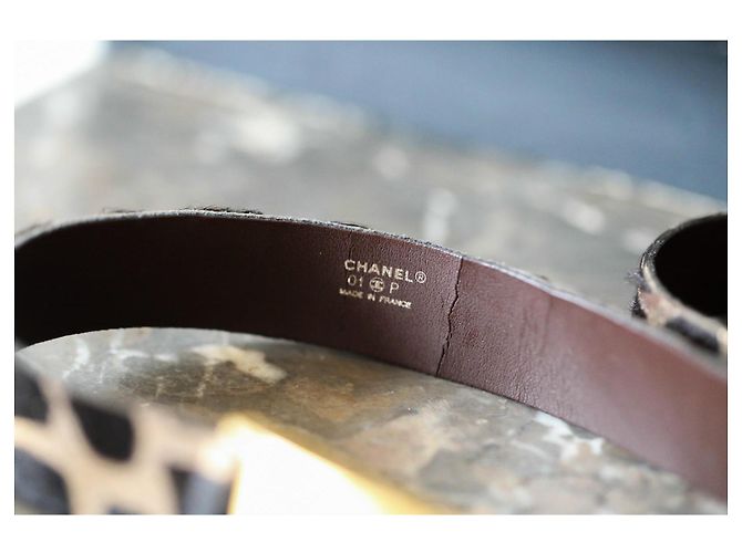 Chanel Ledergürtel mit Panthermuster Größe 34 - XS Dunkelbraun - Ansicht 4