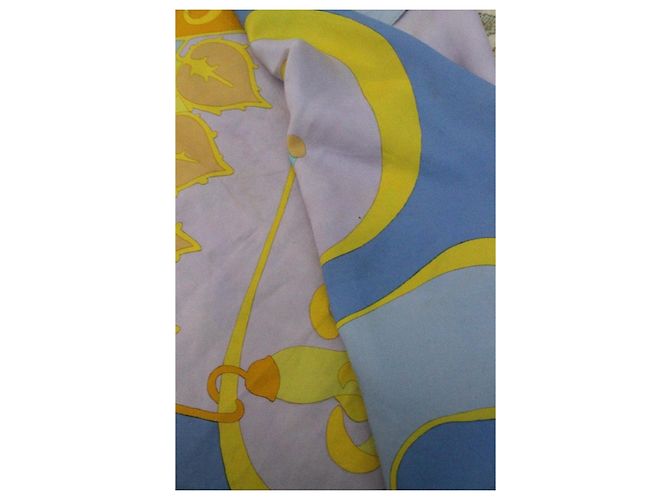 Dior foulard in seta blu e giallo - vista 4