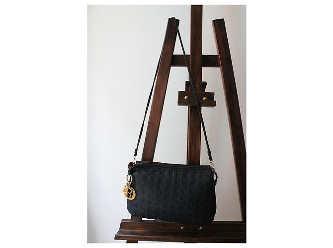 Borsa / pochette Dior in tela con motivo canage blu navy - vista 5