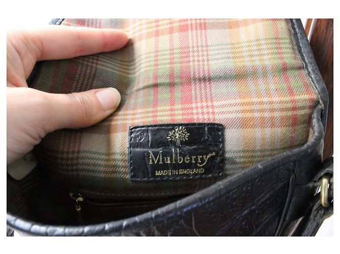 Borsa a spalla in pelle nera effetto coccodrillo di Mulberry Nero - vista 7