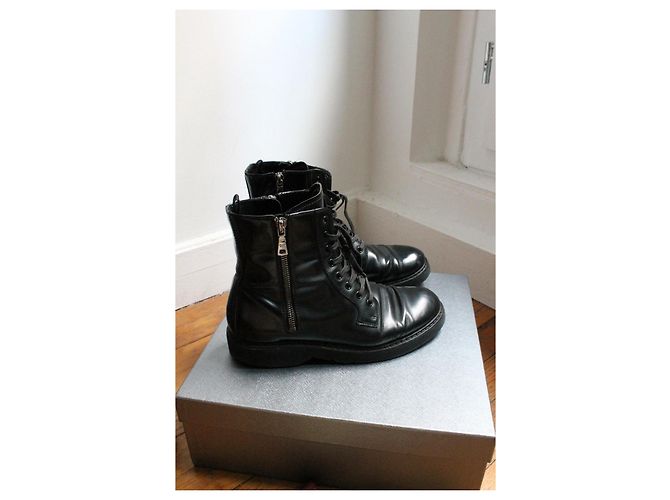Prada schwarze Lederstiefeletten Größe 38 - Ansicht 3