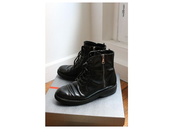 Prada schwarze Lederstiefeletten Größe 38 - Ansicht 7